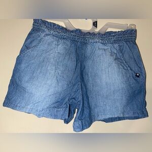 Lucky Brand Girls Chambray Shorts XL 16 Blue Elastic Smocked Waist Pockets
